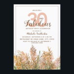 30 Fabulous Pampas Grass on White Birthday Inbjudningar<br><div class="desc">Vackert boho-stil Pampas-gräs på vit 30 och Fabulous 30års födelsedag-partiinbjudan till kvinnor. Kontakta oss om du behöver hjälp med anpassning eller om du vill begära matchande produkter.</div>