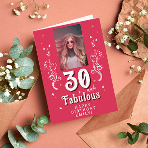 30 & fantastisk lövverk Magenta 30-års födelsedags Kort