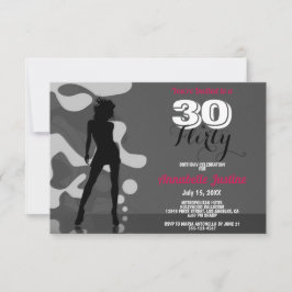 30 & FLIRTY Modern 30års födelsedag Shock rosa Sny Inbjudningar