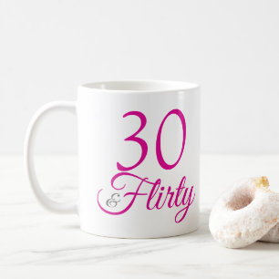 30 & Flirty Rosa Birthday Kaffemugg