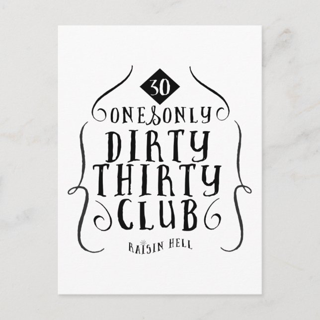 30 Födelsedag 30 år gammal Dirty 30 Vykort (Framsida)