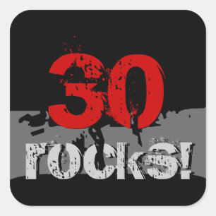 30 födelsedag - 30 Sten! Grunge Red and Black Fyrkantigt Klistermärke