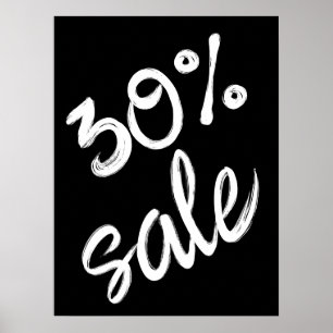 30 % försäljningsskylt, 18 x 24 svartvitt poster