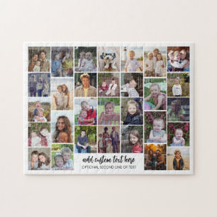 30 Fotocollage Grid - 2 Textrutor - svart vitt Pussel