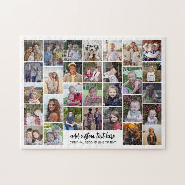 30 Fotocollage Grid - 2 Textrutor - svart vitt Pussel (Horisontell)