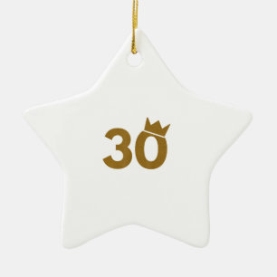 30 Guld Krona-30års födelsedag-gåvor Julgransprydnad Keramik