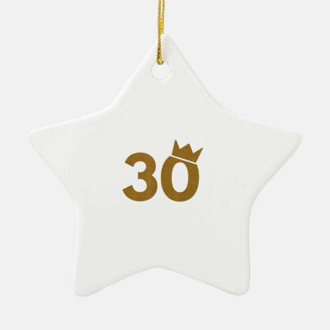 30 Guld Krona-30års födelsedag-gåvor Julgransprydnad Keramik (Framsidan)
