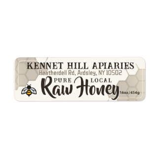 30 Honeycomb & Cute Bee Raw Local Honungsetiketter Returadress Etikett