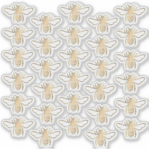 30 Honungsbin av typen Embossed-stil Metallic Guld Klistermärken