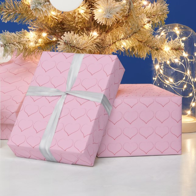 30 inches x 60 feet Pink Hearts Wrapping Paper  Presentpapper (Helgdagar)