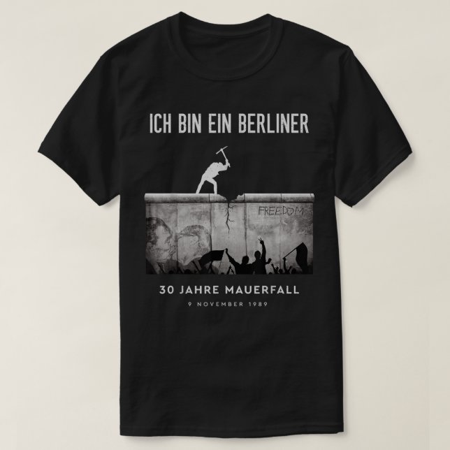 30 Jahre Mauerfall föll från Berlinmuren 30:e och T Shirt (Design framsida)