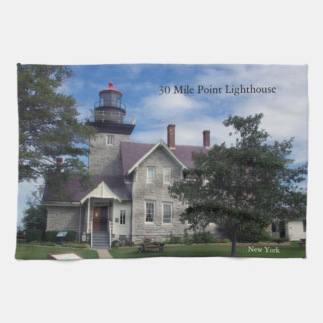 30 Mile Point Lighthouse-kökshandduk Kökshandduk (Horisontell)