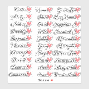 30 Namn Anpassad Gästlista Kalligrafi Persika Hjar Klistermärken
