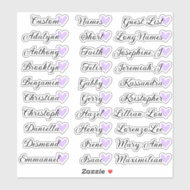 30 Namn Anpassningsbar Guest Calligraphy Lilac Hea Klistermärken
