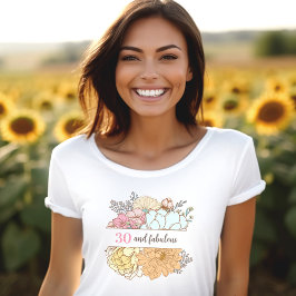 30 och Blommigt med fetstil Klistra in text 30års T Shirt