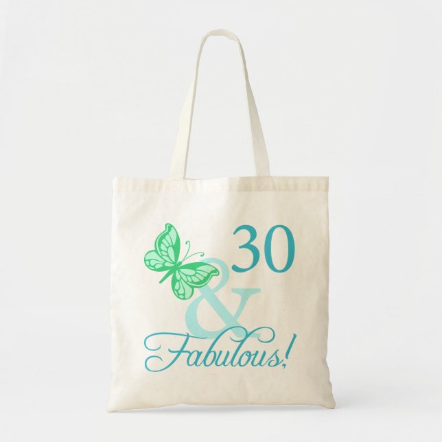 30 och blomstergåvor (Aqua) Tygkasse (Framsidan)