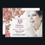 30 och Fabulös Blommigt| Inbjudningar till 30års f<br><div class="desc">30 och Fabulous Rosa Blommigt| Inbjudningar på födelsedagen i 30års födelsedag. Trettio och Fabulous! En vacker inbjudan till Midern Elegant rosa blommigt 30års födelsedag kan du personifiera och skicka ut din trettionde födelsedagsfest firande. Ersätt exempelfotot med ett eget. Chic rosa ros peonies grönt lämnar på vit bakgrund. Rosa personer på...</div>