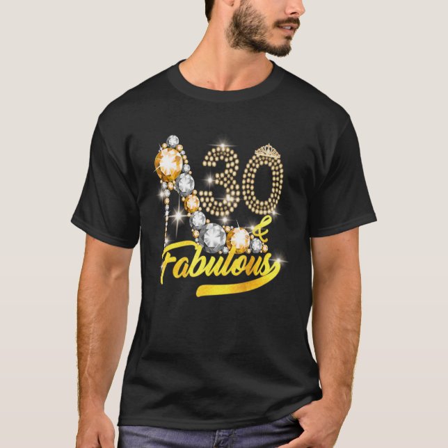 30 och Fabulous 30års födelsedag Diamond Krona Sho T Shirt (Framsida)