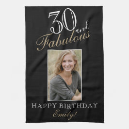 30 och Fabulous Elegant 30års födelsedag Photo Kökshandduk