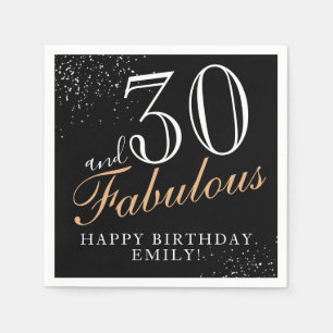 30 och Fabulous Elegant Black Script 30års födelse Pappersservett