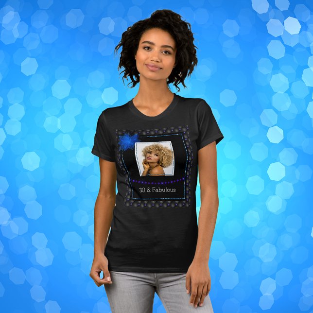 30- och Fabulous Elegant Blue and Black Photo T Shirt (Skapare uppladdad)