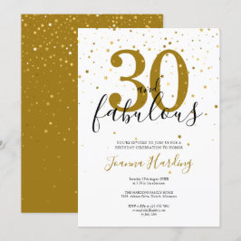 30 och Fabulous Elegant Guld och Black Birthday Inbjudningar