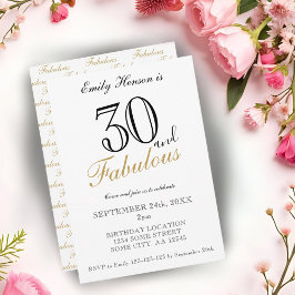 30 och Fabulous Elegant Script Birthday Inbjudningar