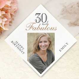 30 och Fabulous Elegant Script Photo 30års födelse Pappersservett