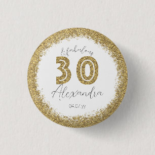 30 och Fabulous Guld Gitter Personlig Knapp