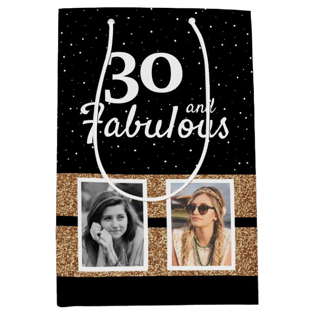 30 och Fabulous Guld Glitter 2 Photo 30års födelse (Framsidan)