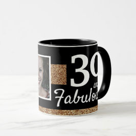 30 och Fabulous Guld Glitter 2 Photo 30års födelse Mugg