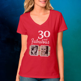 30 och Fabulous Guld Glitter 2 Photo 30års födelse T Shirt