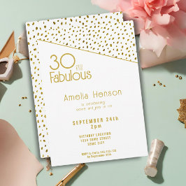 30 och Fabulous Guld Glitter 30års födelsedag Inbjudningar