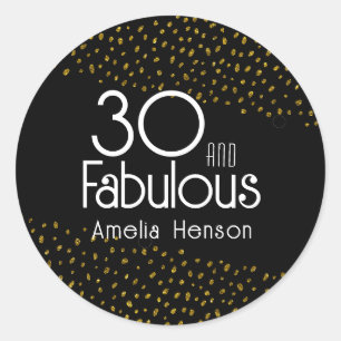 30 och Fabulous Guld Glitter 30års födelsedag Runt Klistermärke