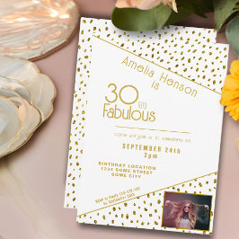 30 och Fabulous Guld Glitter Photo 30års födelseda Inbjudningar
