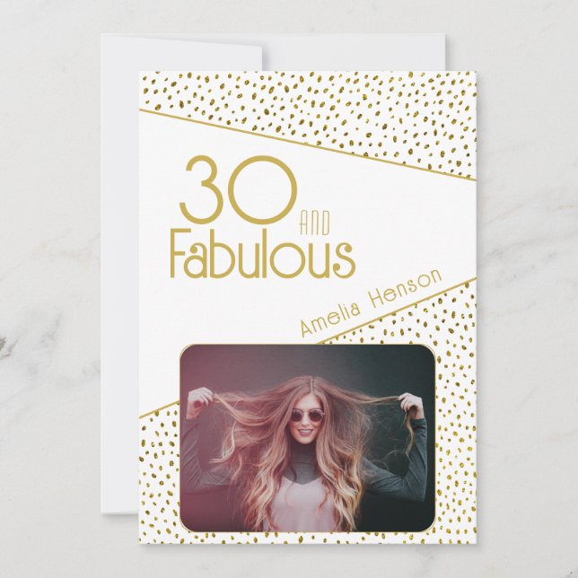 30 och Fabulous Guld Glitter Photo 30års födelseda Kort (Framsida)