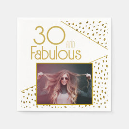 30 och Fabulous Guld Glitter Photo 30års födelseda Pappersservett