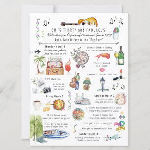 30 och Fabulous Nya Orleans Birthday Itinerary I Inbjudningar