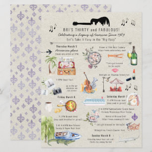 30 och Fabulous Nya Orleans Birthday Itinerary Inbjudningar