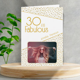 30 och fantastisk guldglitter Foto 30-årsfirande Kort