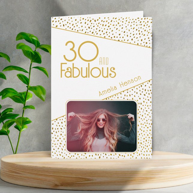 30 och fantastisk guldglitter Foto 30-årsfirande  Kort (Skapare uppladdad)