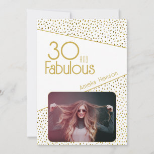 30 och fantastisk guldglitterfoto 30-årsdag  kort