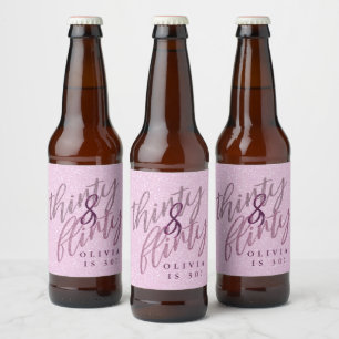 30 och Flirty typografi30års födelsedag Ölflaska Etikett