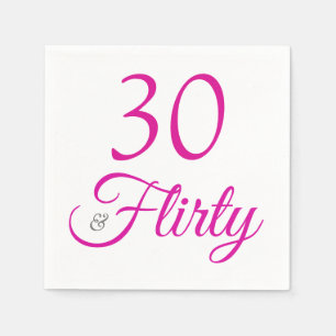30 och Vänd Rosa och Grått Birthday Napkins Pappersservett