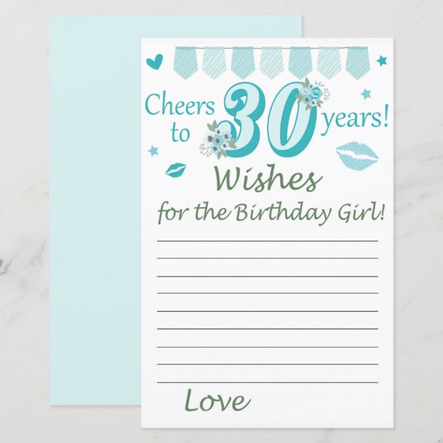 30 Önskemål för födelsedagsflickan (Fram/baksida)