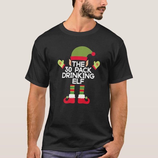 30-pack som dricker Elf Funny Julöl T Shirt (Framsida)