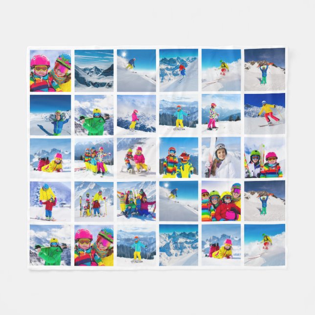 30 Photo Grid Collage White Fleecefilt (Framsidan (Horisontell))