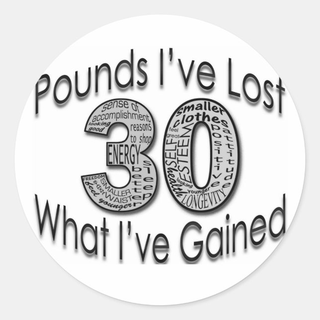 30 Pounds Borttappad-etikett Runt Klistermärke (Framsida)