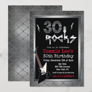 30 Rocks Rockstar Gitarr 30-års Födelsedagsinbjuda Inbjudningar