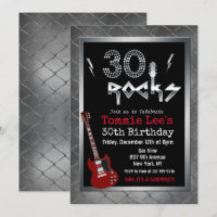 30 Rocks Rockstar Gitarr 30-års Födelsedagsinbjuda